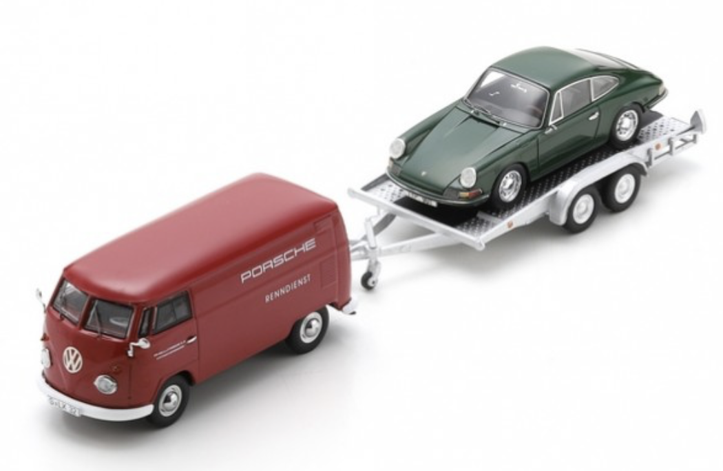 VOLKSWAGEN T1 Combi "Porsche" avec remorque et Porsche 901 SCHUCO 1/43