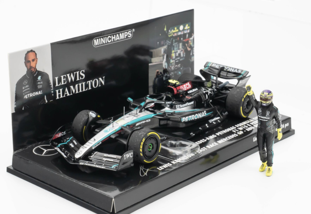 Mercedes-AMG Petronas Formula One Team F1 W15 E Performance Last Race Mercedes GP - Abu Dhabi GP 2024 + Figurine MINICHAMPS 1:43