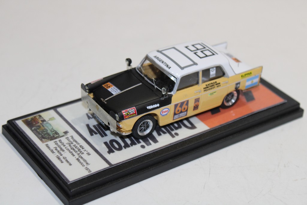 PEUGEOT 404 N°66 ECURIE SAFRAR RALLYE LONDRES - MEXICO 1970 - PROVENCE MINIATURES 1/43