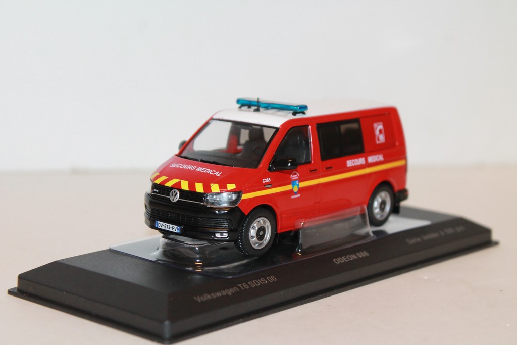 VOLKSWAGEN T6 POMPIER SECOURS MEDICAL SDIS  ODEON 1/43°