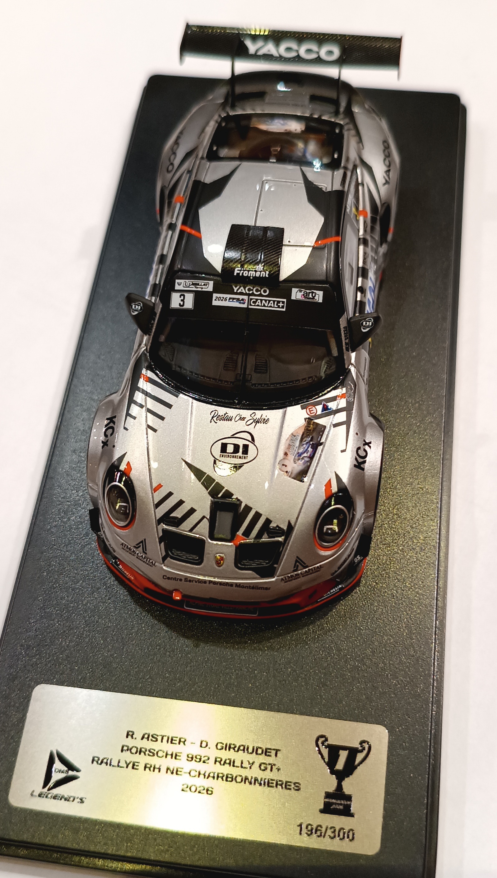 PORSCHE 992 RALLY GT+ RALLYE LYON-CHARBONNIERES 2026 R. ASTIER - D. GIRAUDET DMS LEGEND'S 1/43