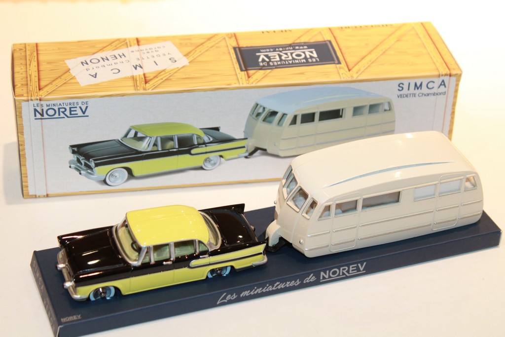 SIMCA VEDETTE CHAMBORD AVEC CARAVANE HENON NOREV 1/43°