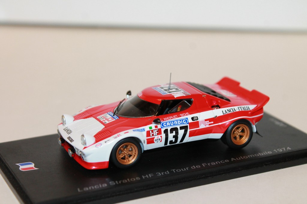 LANCIA STRATOS HF 3RD TOUR DE FRANCE AUTOMOBILE 1974 #137 J.C ANDRUET - BICHE SPARK 1/43°