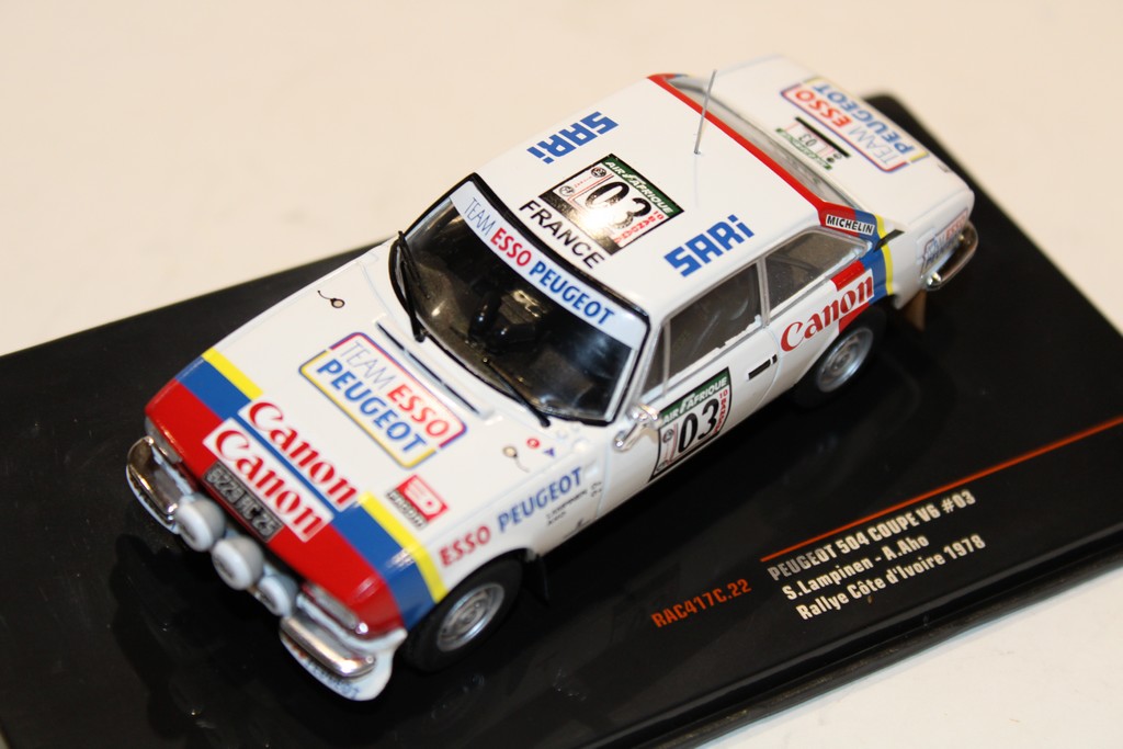 PEUGEOT 504 COUPE V6 N°3 RALLYE COTE D'IVOIRE 1978 IXO 1/43°