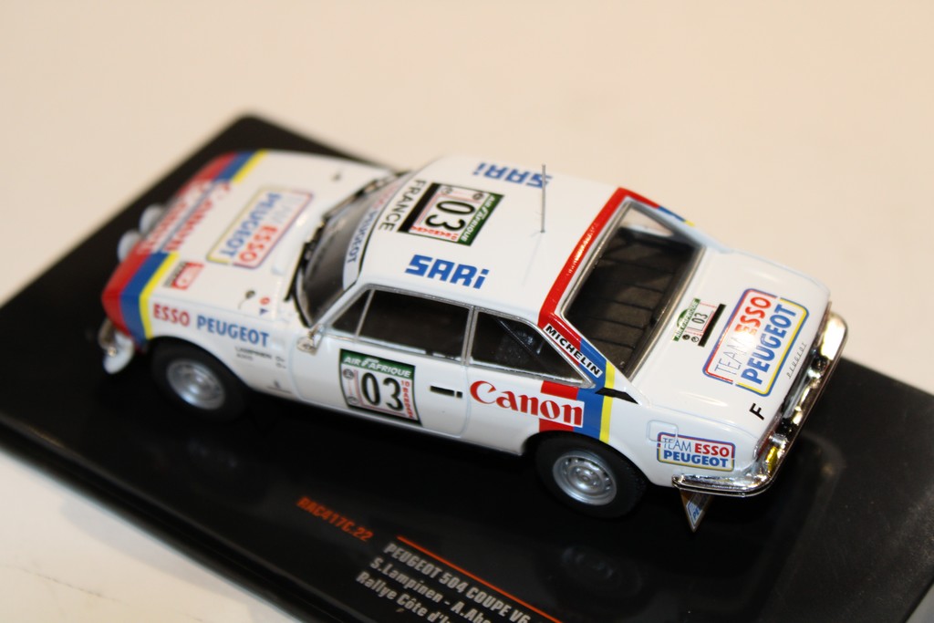 PEUGEOT 504 COUPE V6 N°3 RALLYE COTE D'IVOIRE 1978 IXO 1/43°