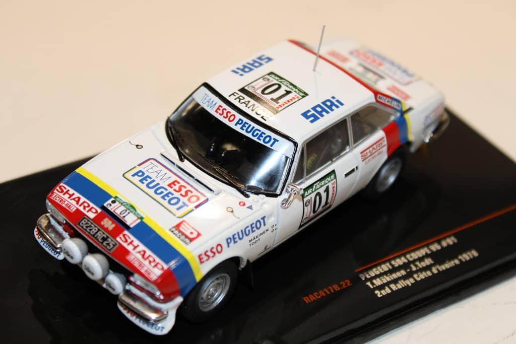 PEUGEOT 504 COUPE V6 N°1 RALLYE COTE D'IVOIRE 1978 IXO 1/43°