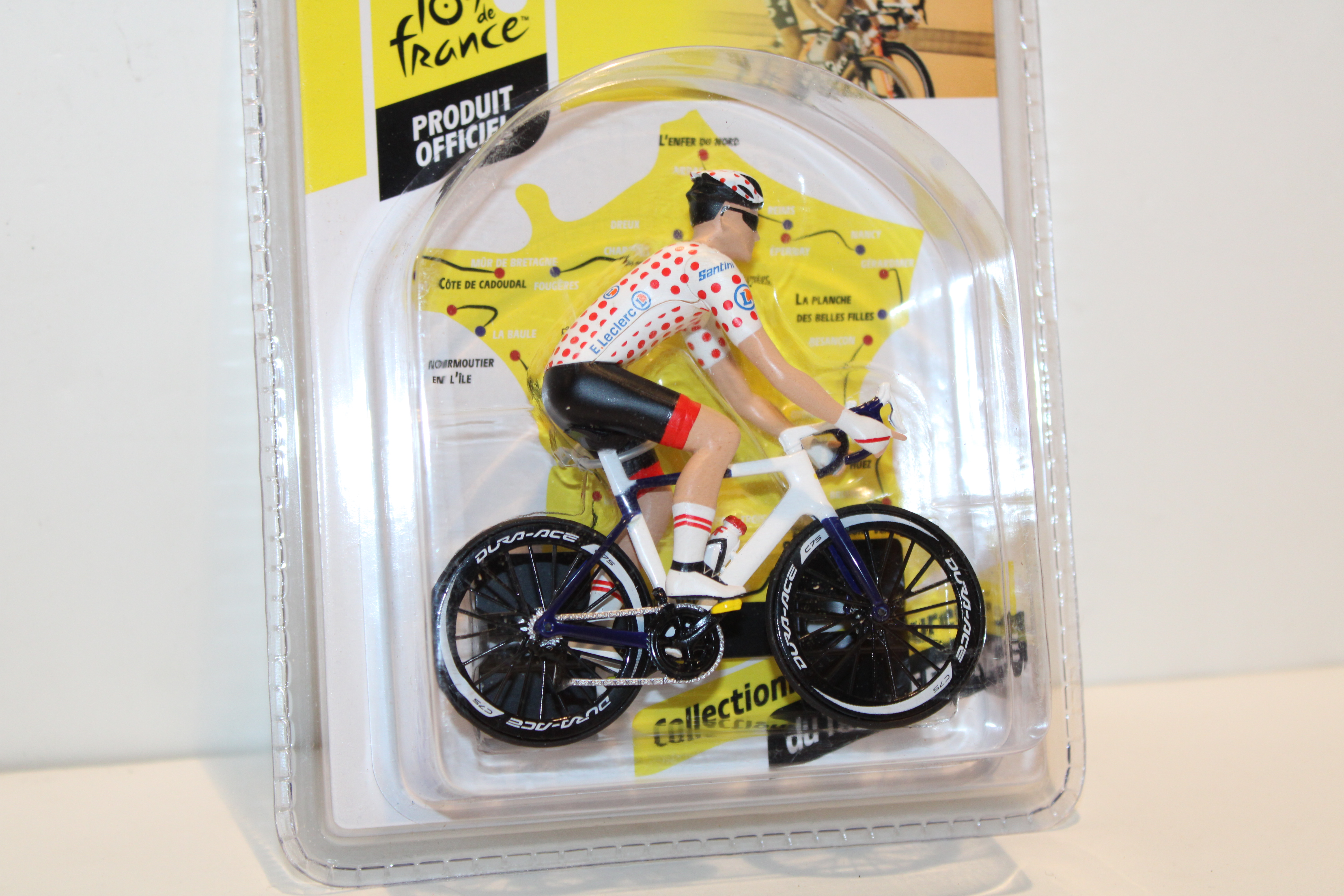 CYCLISTE TOUR DE FRANCE MAILLOT A POIS SOLIDO 1/18°