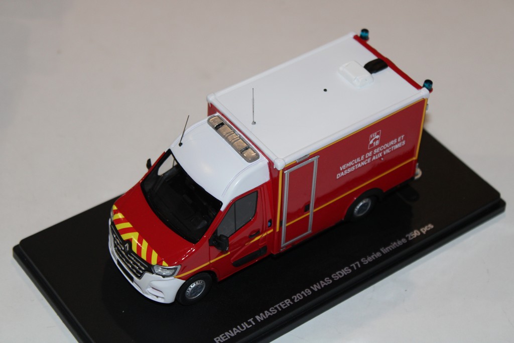 RENAULT MASTER 2019 WAS VSAV SDIS 77 SEINE-ET-MARNE ALERTE 1/43°