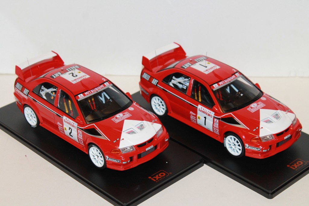MITSUBISHI LANCER RD EVOLUTION VI N°1 VAINQUEUR RALLYE SAN REMO 1999 IXO 1/18°