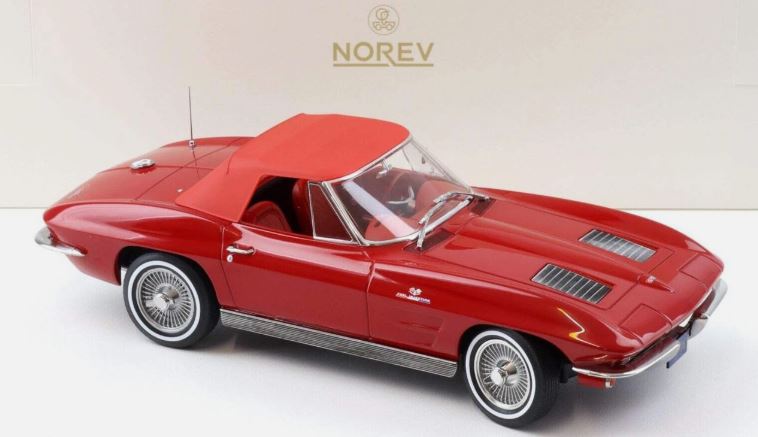 CHEVROLET CORVETTE STING RAY CABRIOLET 1963 Riverside Red 1/18 NOREV