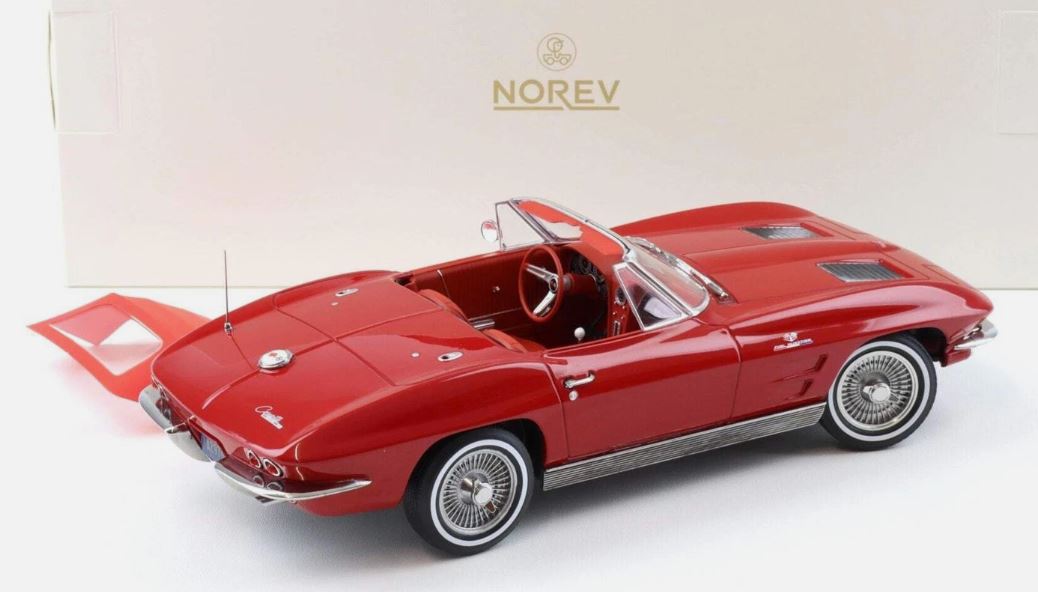 CHEVROLET CORVETTE STING RAY CABRIOLET 1963 Riverside Red 1/18 NOREV