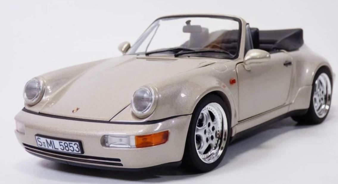 Porsche 911 Turbo Look Cabriolet 1992 Argent Zermatt métallisé 1/18