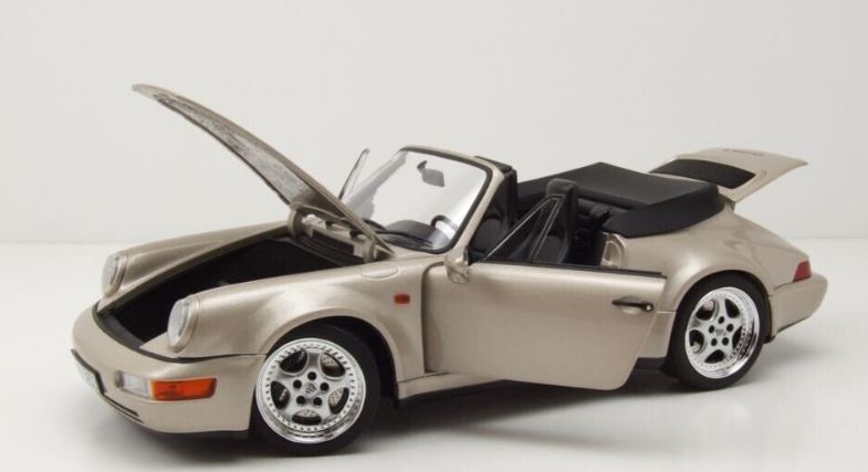 Porsche 911 Turbo Look Cabriolet 1992 Argent Zermatt métallisé 1/18