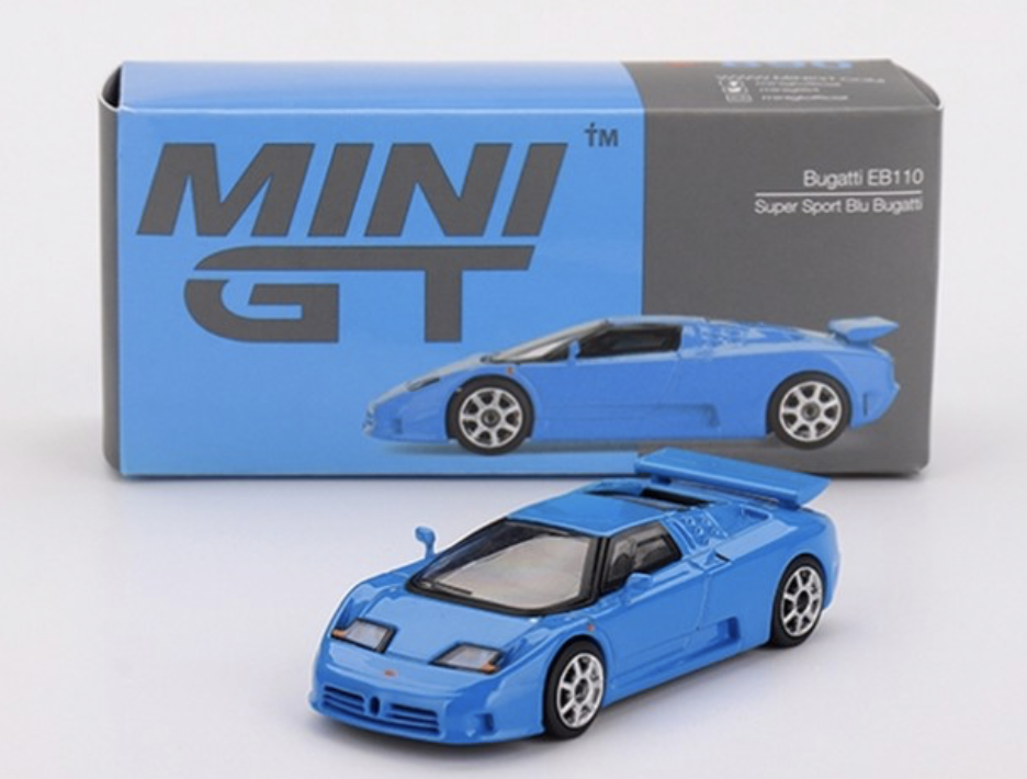 BUGATTI EB110 Super Sport Blue Bugatti 1995 LHD 1/64 MINI GT