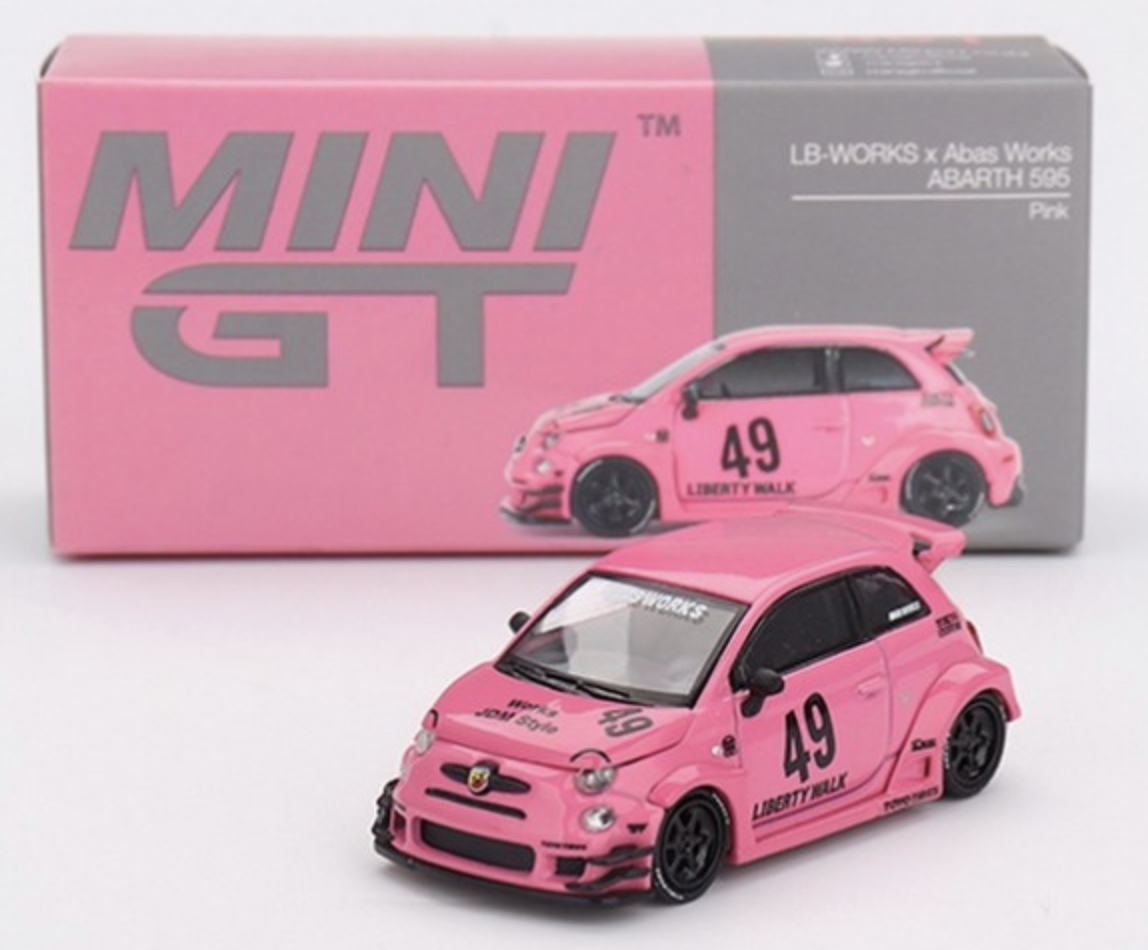 FIAT 595 Abarth LB-Works x Abas Works Pink 2024 1/64 MINI GT