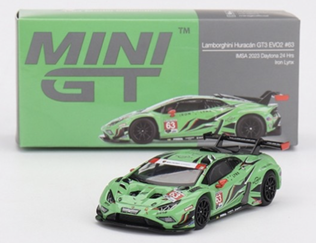 LAMBORGHINI Huracán GT3 EVO2 N°63 Iron Lynx IMSA 24H Daytona 2023 1/64 MINI GT