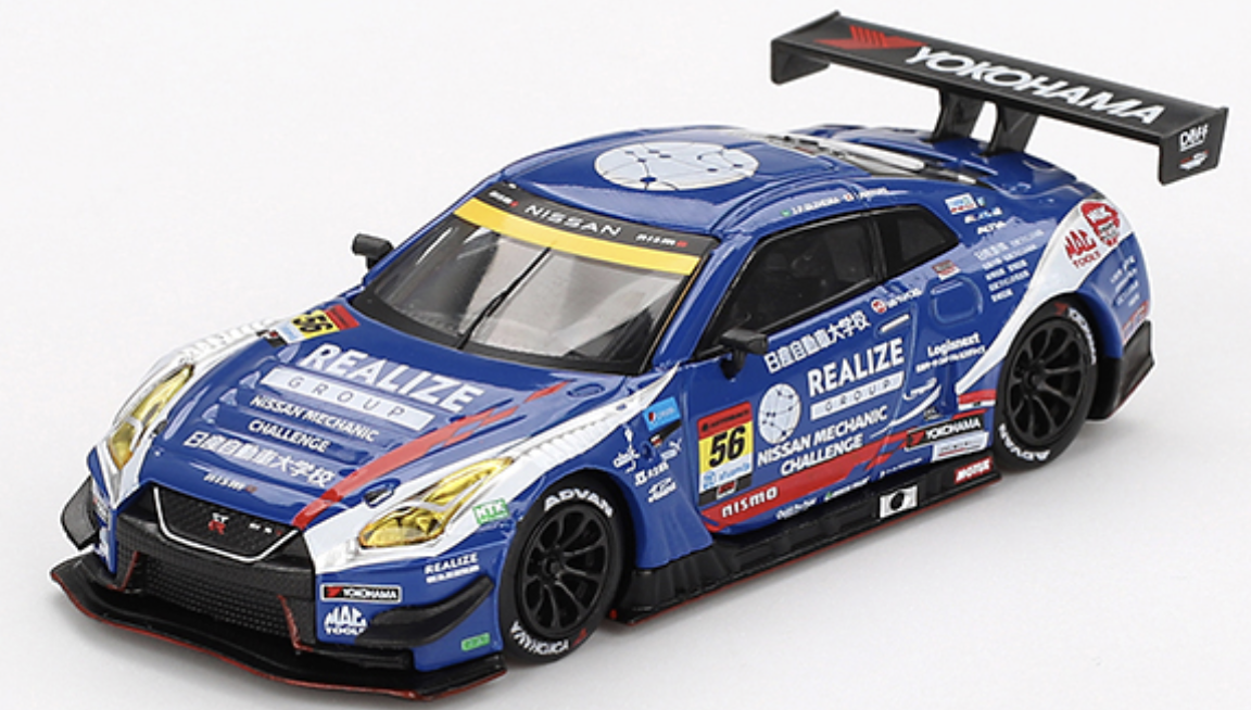 Nissan GT-R NISMO GT3 #56 " REALIZE NISSAN MECHANIC CHALLENGE GT-R" 2023 SUPER GT SERIES 1/64 MINI GT