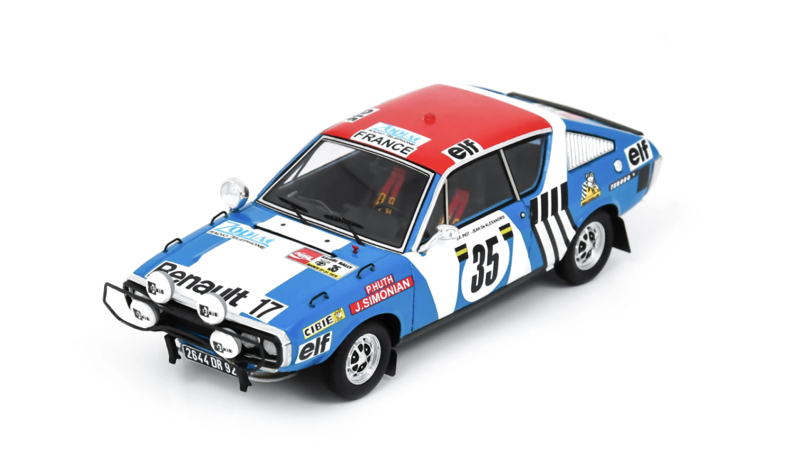 RENAULT 17 NO.35 RALLYE EAST AFRICAN SAFARI 1975 J-F. PIOT - J. DE ALEXANDRIS SPARK 1/43