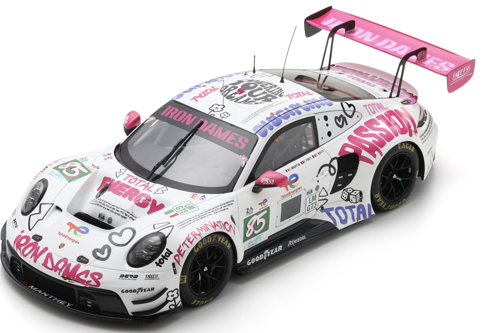 Porsche 911 GT3 R LMGT3 No.85 IRON DAMES Le Mans 24H 2025 C. Martin - R. Frey - S. Bovy SPARK 1/18