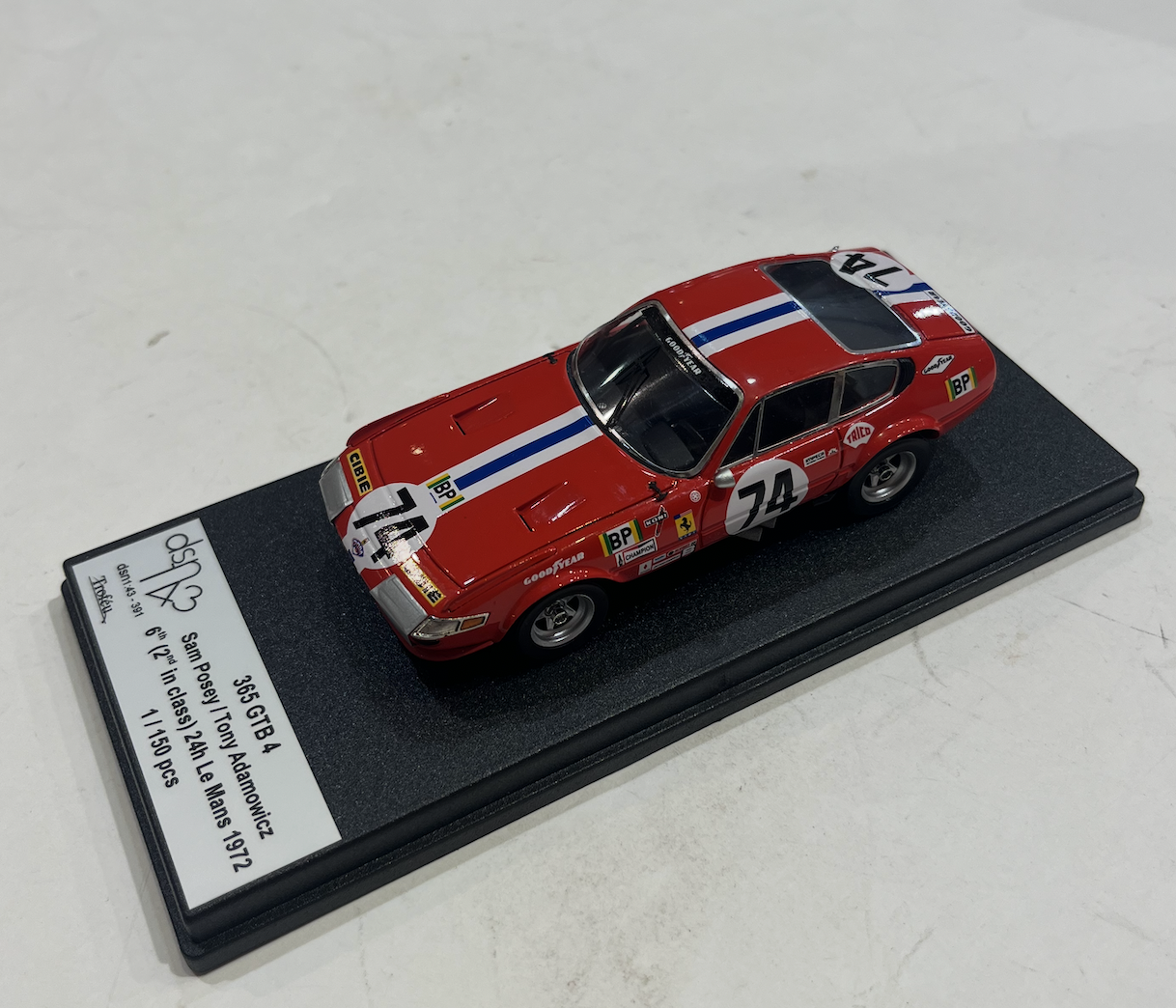 FERRARI 365 GTB 4 # 74 24H LE MANS 1972 DSN 1/43