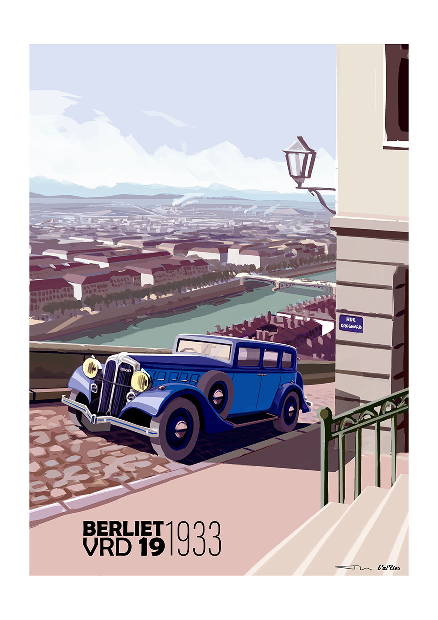 AFFICHE BERLIET VRD 19 1933 L'AT'LIER CREATIONS 30x40 PAPIER 300g TIRAGE LIMITEE NUMEROTEE A 100 EXEMPLAIRES