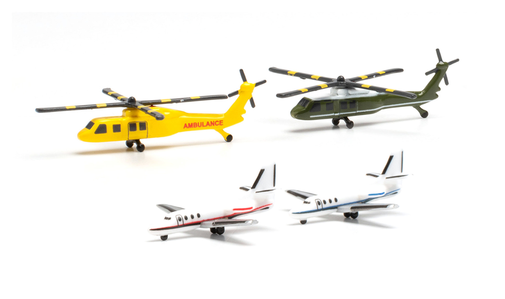 HELICOPTER & BIZJET SET HERPA 1/500°