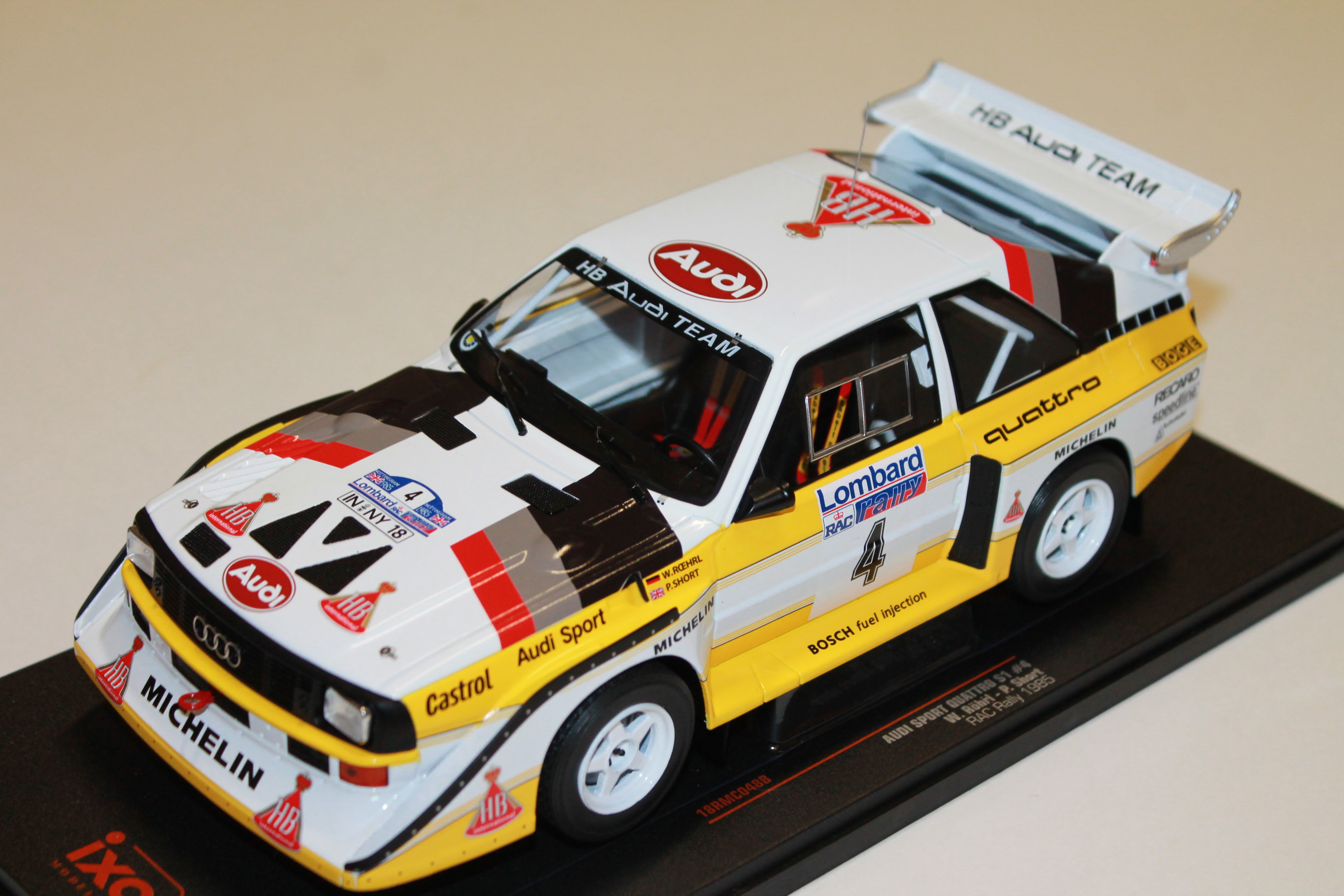 AUDI SPORT QUATTRO S1 N°4 RAC RALLYE 1985 IXO 1/18°