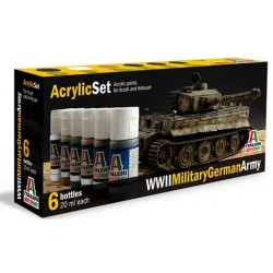 PEINTURES ACRYLIQUES POUR MAQUETTES "CAMO ALLEMAND WWII" 6x 20ml ITALERI