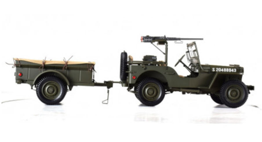 JEEP WILLYS 1943 AVEC REMORQUE ET CANON PREMIUM-X MODELS 1/8°