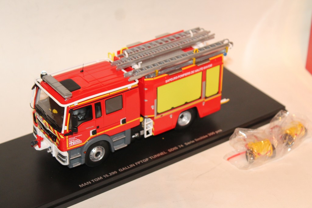 MAN Camion de Sapeurs Pompiers TGM 15.290 GALLIN FPT TUNNEL SDIS 74  Haute-Savoie 1/43 ALERTE –