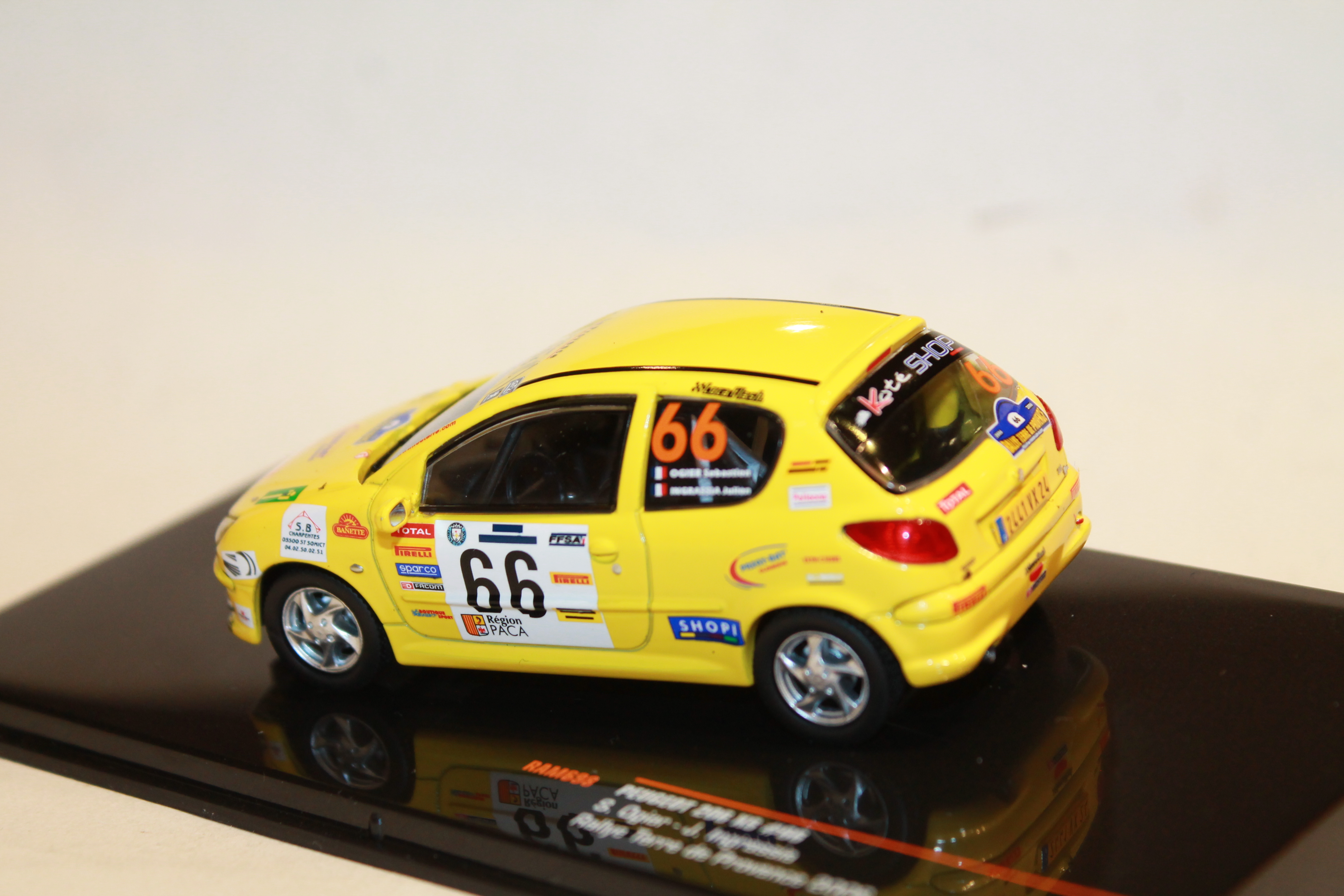 PEUGEOT 206 XS N°66 RALLYE TERRE DE PROVENCE 2006 IXO 1/43°