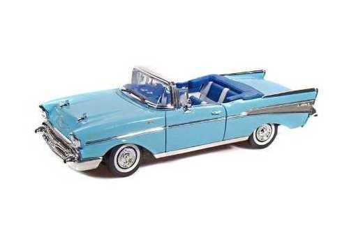 CHEVROLET BEL AIR CABRIOLET 1957 BLEU MOTORMAX 1/18°