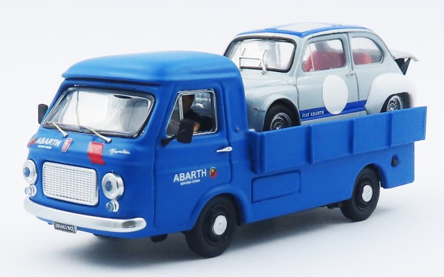 FIAT 241 AUTOCARRO PRONTO CORSE ABARTH + AUTISTA + FIAT 600 ABARTH RIO 1/43°